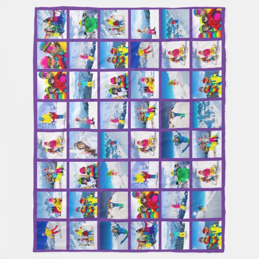 48 Fotogrid Collage Royal Paarse Fleece Deken (Voorkant)