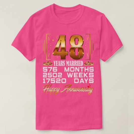48 jaar gehuwd Funny 48th Wedding Jubileum T-shirt (Design voorkant)