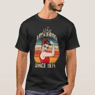 48 jaar Geweldige sinds 1974 48e verjaardag vrouwe T-shirt
