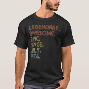 48 jaar Geweldige sinds juli 1974 48e geboortedag T-shirt