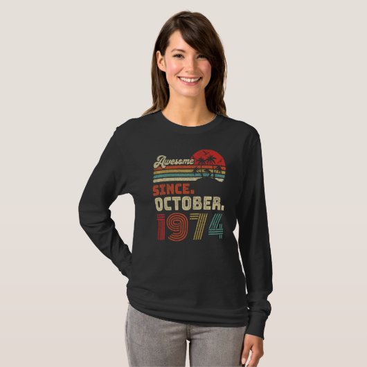 48 jaar Geweldige sinds oktober 1974 48e geboorte T-shirt (Voorkant volledig)