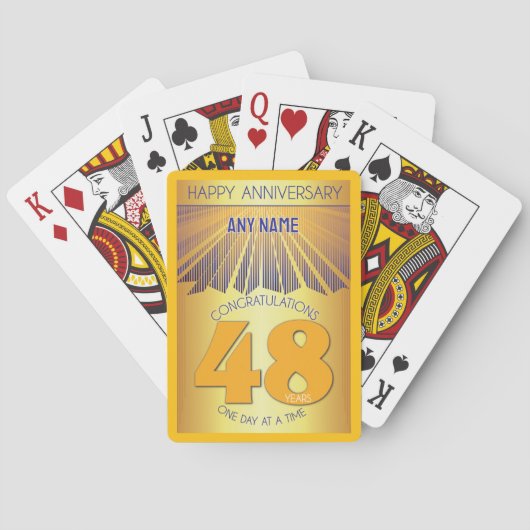 48 Jaar | Golden Ray 12 Stappen Aangepaste NAAM Pokerkaarten (Achterkant)