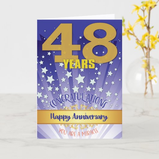 48 jaar herstel Jubileum vet cijfer Kaart (Gele Bloem)