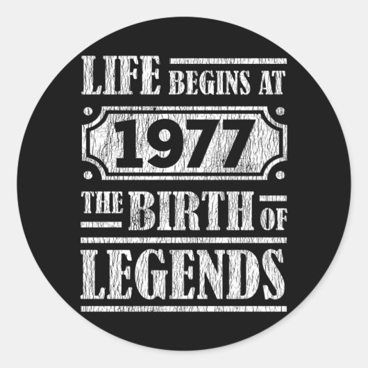 48 jaar oud 1977 Geboorte van de legende 48e verja Ronde Sticker (Voorkant)