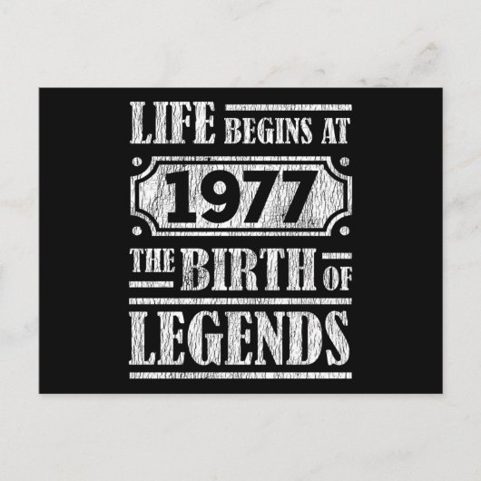 48 Jaar Oud 1977 Geboorte Van Legende 48e Verjaard Briefkaart (Voorkant)