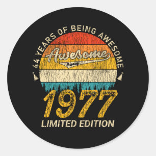 48 jaar oud 1977 Retro Geweldige 48e verjaardagsca Ronde Sticker