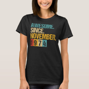 48 jaar oud Geweldige sinds november 1974 48e herz T-shirt