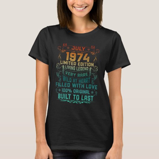  48 jaar oud juli 1974 48e verjaardag t-shirt (Voorkant)