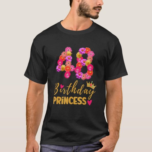 48 Jaar Oud Verjaardag Prinses Bloem Haar Mijn 48e T-shirt (Voorkant)
