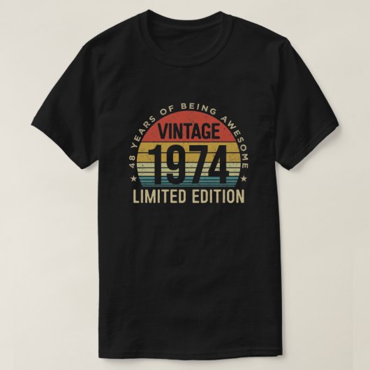 48 jaar oude, 1974 Limited Edition T-shirt (Design voorkant)