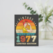 48 jaar oude Bday 1977 Vintage 48e Verjaardag Vrou Feestdagenkaart (Staand voorkant)