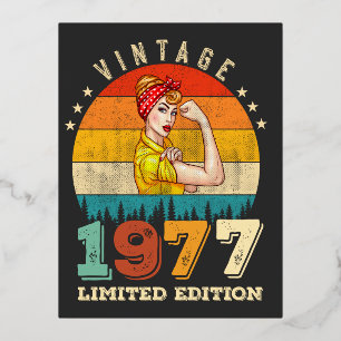 48 jaar oude Bday 1977 Vintage 48e Verjaardag Vrou Folie Feestdagen Briefkaart