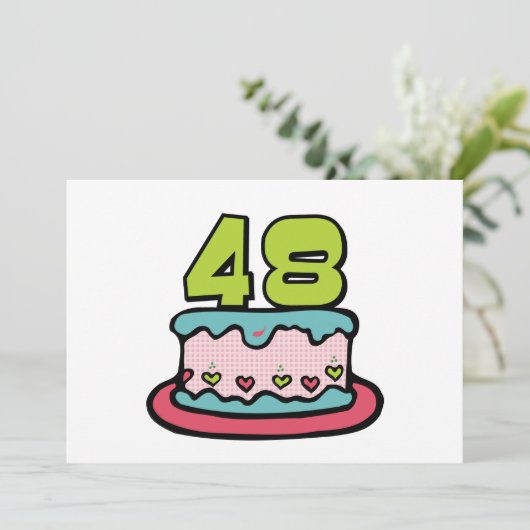 48 jaar oude Birthday Cake Kaart (Staand voorkant)