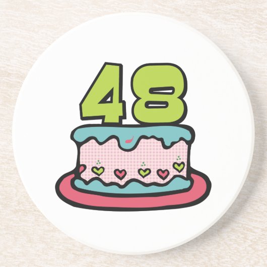 48 jaar oude Birthday Cake Zandsteen Onderzetter (Voorkant)