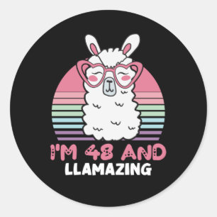 48 jaar oude dag Llamazing Llama 48th Birthday Ronde Sticker