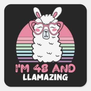 48 jaar oude dag Llamazing Llama 48th Birthday Vierkante Sticker