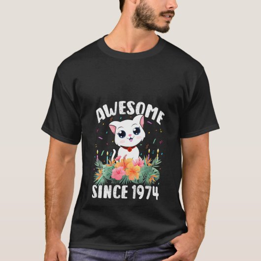 48 jaar oude kat Geweldige sinds 1974 48e bi T-shirt (Voorkant)