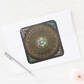 [48] Rond Tibetaans "OM" Mantra Mandala Vierkante Sticker (Envelop)