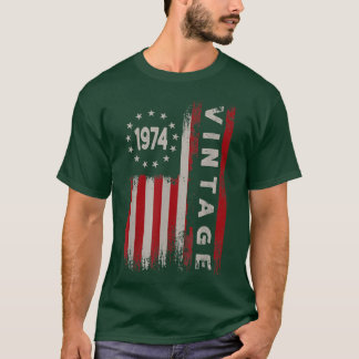 48 Year Old Gifts Vintage 1974 American Flag T-shirt