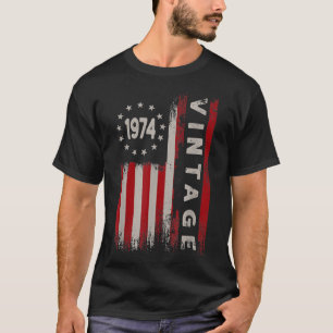 48 Year Old Gifts Vintage 1974 American Flag T-shirt