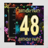 48e 'Birthday Party'-uitnodigingen vuurwerk bellen Kaart (Voorkant / Achterkant)
