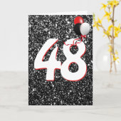 48e geboortedag ballonnen op zwarte Glitter Kaart (Gele Bloem)