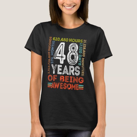 48e Geweldige geboortedag 48 jaar oude  retro 5 T-shirt (Voorkant)
