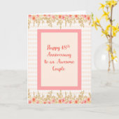 48e Jubileum Kaart in strand met Floral Borders (Gele Bloem)