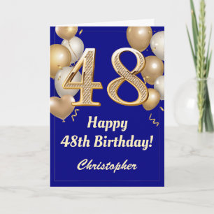 48e marinesblauw en gouden ballonnen Confetti Kaart