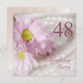 48e uitnodiging van de Birthday party met daisies (Voorkant / Achterkant)