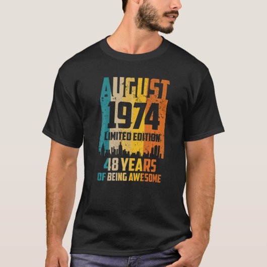 48e verjaardag 48 jaar Geweldige sinds augustus 19 T-shirt (Voorkant)