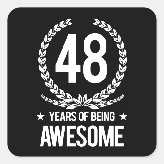 48e verjaardag (48 jaar Geweldige) Vierkante Sticker (Voorkant)
