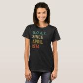 48e verjaardag 48 jaar oude geit sinds april 1974 t-shirt (Voorkant volledig)
