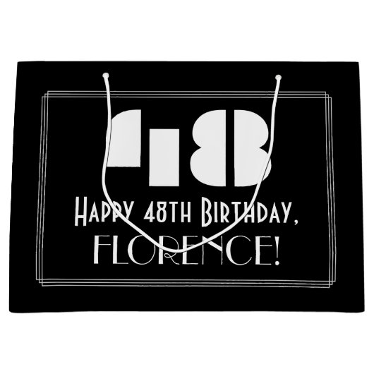 48e verjaardag ~ Art Deco geïnspireerd look "48" + Groot Cadeauzakje (Voorkant)