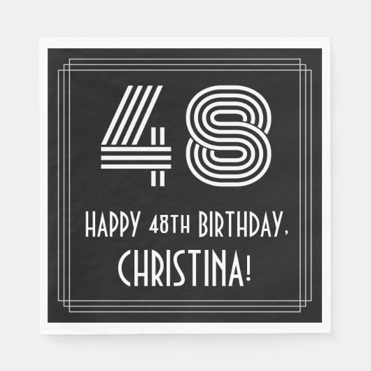 48e verjaardag: Art Deco geïnspireerd look "48" + Servet (Voorkant)