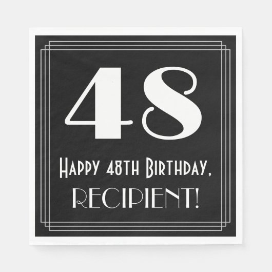 48e verjaardag ~ Art Deco geïnspireerd look "48", Servet (Voorkant)