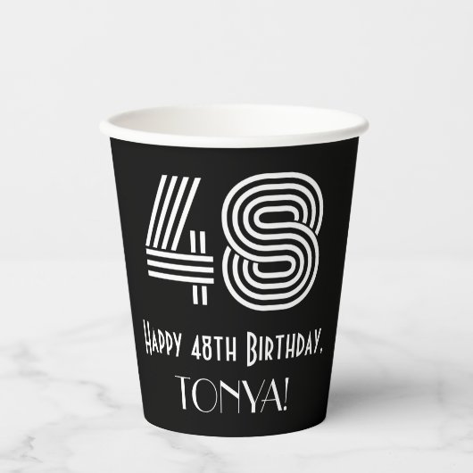 48e verjaardag — Art Deco Geïnspireerde look "48"  Papieren Bekers (Voorkant)