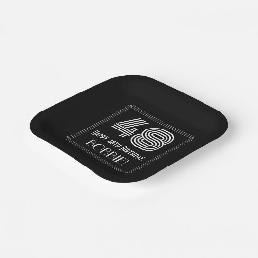 48e verjaardag — Art Deco Geïnspireerde look "48" Papieren Bordje (Gebogen)