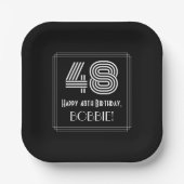 48e verjaardag — Art Deco Geïnspireerde look "48"  Papieren Bordje (Voorkant)