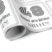 48e verjaardag: Art Deco geïnspireerde stijl "48" Cadeaupapier (Rol Hoek)