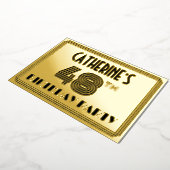 48e verjaardag — Art Deco Style "48" en naam Folie Uitnodiging (Gedraaid)