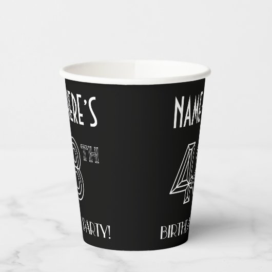 48e verjaardag: Art Deco Style + aangepaste naam Papieren Bekers (Links)