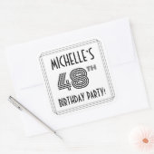 48e verjaardag: Art Deco Style + aangepaste naam Vierkante Sticker (Envelop)