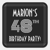 48e verjaardag: Art Deco Style en aangepaste naam Vierkante Sticker (Voorkant)