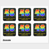 48e verjaardag: Colorful Music Symbols, Rainbow 48 Vierkante Sticker (Vel)