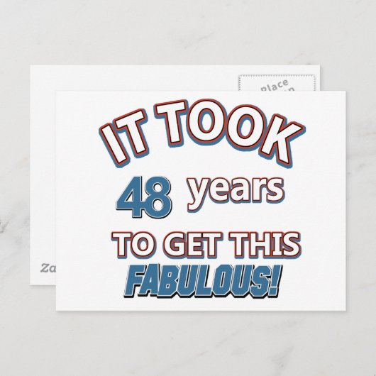 48e verjaardag design briefkaart (Voorkant / Achterkant)