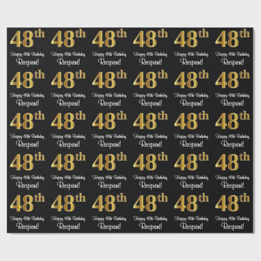 48e verjaardag: Elegant Luxe Faux Gold Look # Cadeaupapier (Vlak)