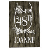 48e verjaardag: Fancy, Faux Wood Kijk + Aangepaste Medium Cadeauzakje (Voorkant)