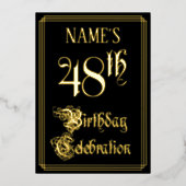 48e verjaardag — Fancy script en aangepaste naam Folie Uitnodiging (Voorkant)
