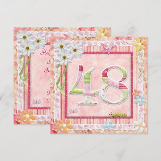 48e verjaardag feest scrapbooking stijl kaart (Voorkant / Achterkant)